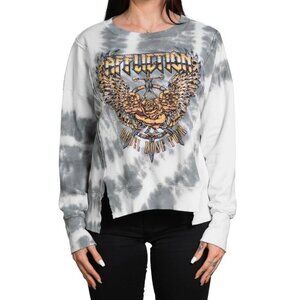Affliction Rebel Rose Tour LS Crewneck Small Tie Dye Sweatshirt Comfort